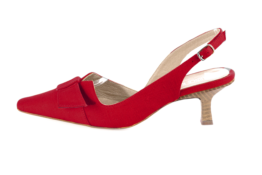French elegance and refinement for these cardinal red dress slingback shoes, with a knot, 
                available in many subtle leather and colour combinations. The pretty French spirit of this beautiful pump will accompany your steps nicely and comfortably.
To be personalized or not, with your materials and colors.  
                Matching clutches for parties, ceremonies and weddings.   
                You can customize these shoes to perfectly match your tastes or needs, and have a unique model.  
                Choice of leathers, colours, knots and heels. 
                Wide range of materials and shades carefully chosen.  
                Rich collection of flat, low, mid and high heels.  
                Small and large shoe sizes - Florence KOOIJMAN